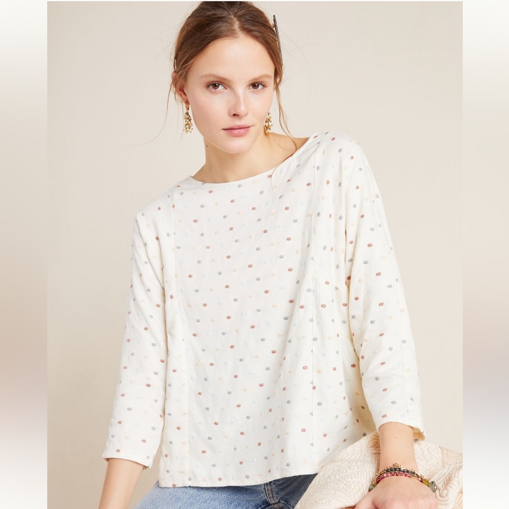 Anthropologie Maeve ‘Dottie’ Embroidered Blouse